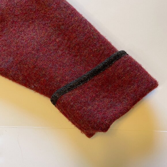 LL Bean Blazer Jacket Burgundy Button-Up Cardigan Wool Made In Austria VTG - Picture 6 of 15